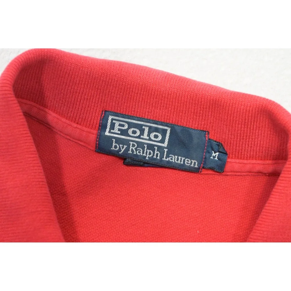 Polo‎ Ralph Lauren Polo Shirt Mens Medium Red Short Sleeve Cotton Pique Good
